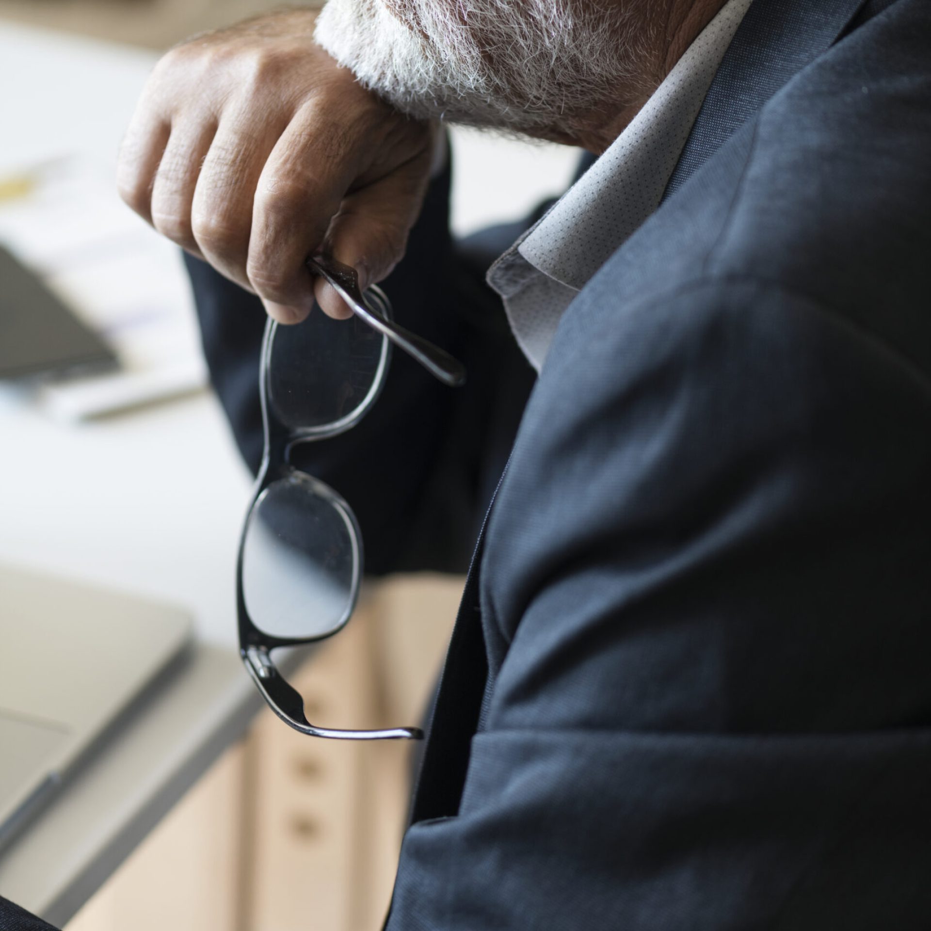 Side view of a thoughtful businessman